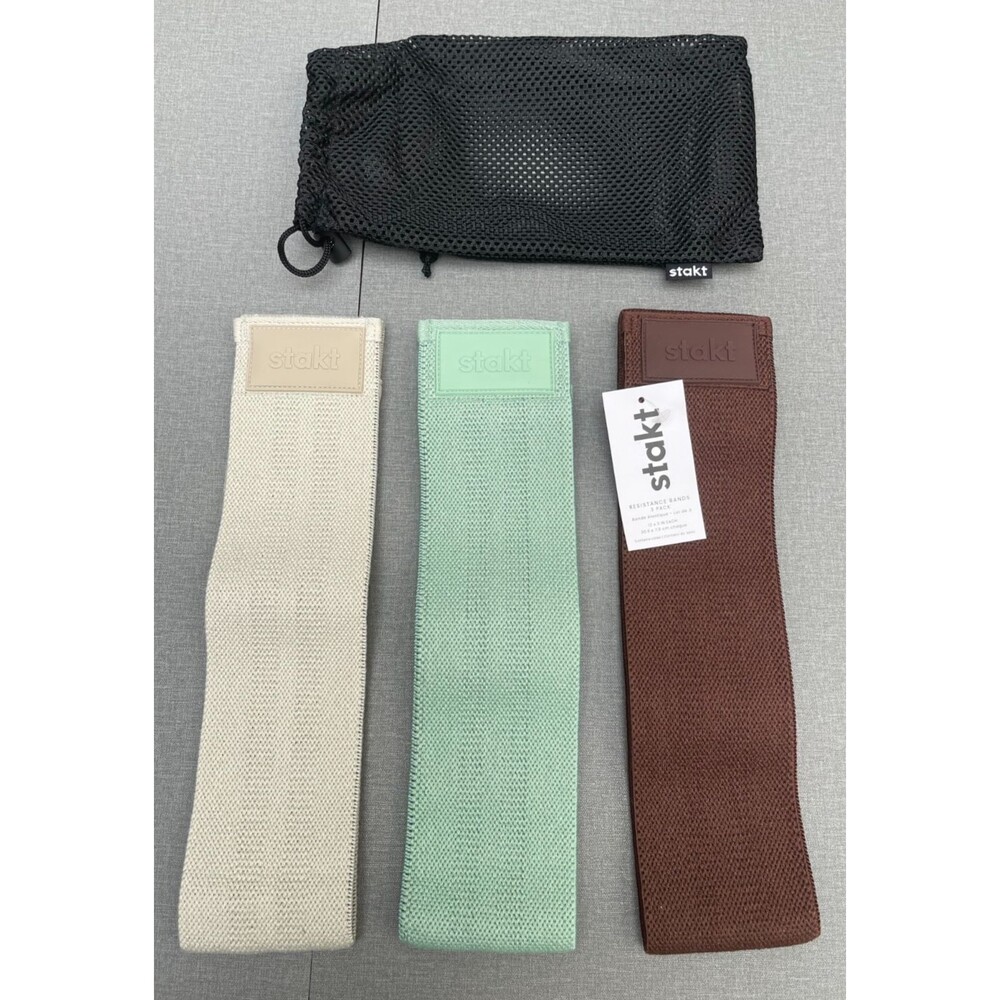 NWT Stakt 3-Pack Resistance Bands — Beige, Brown & Mint